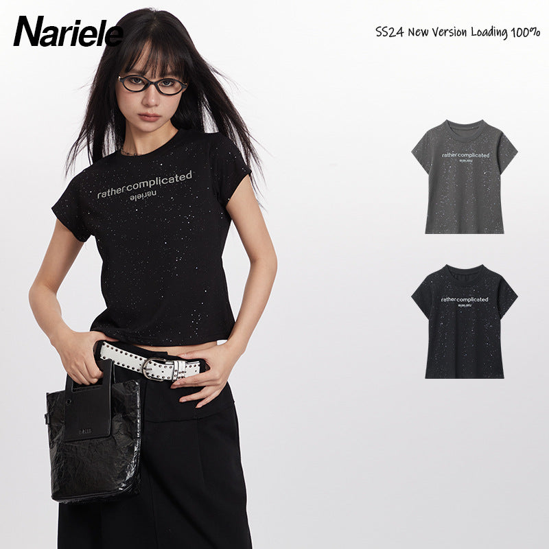 Nariele Reflective Letter Print Gypsy Tee