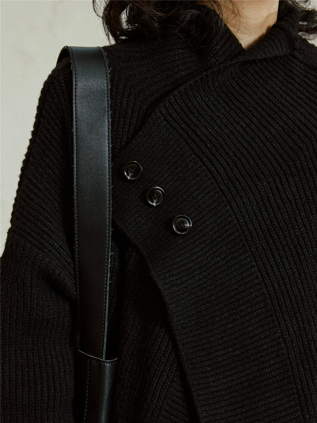 SUNYVONNE Irregular Swinging Collar Long Sweater Jacket