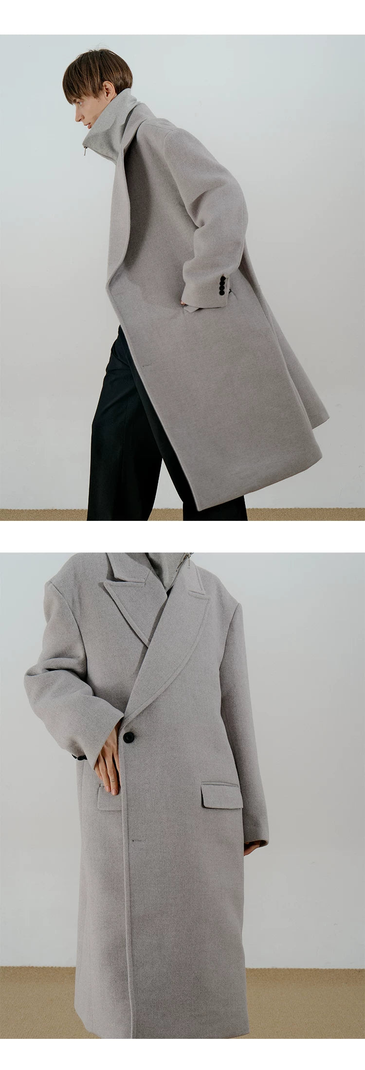COLN Single-breasted Woolen Coat