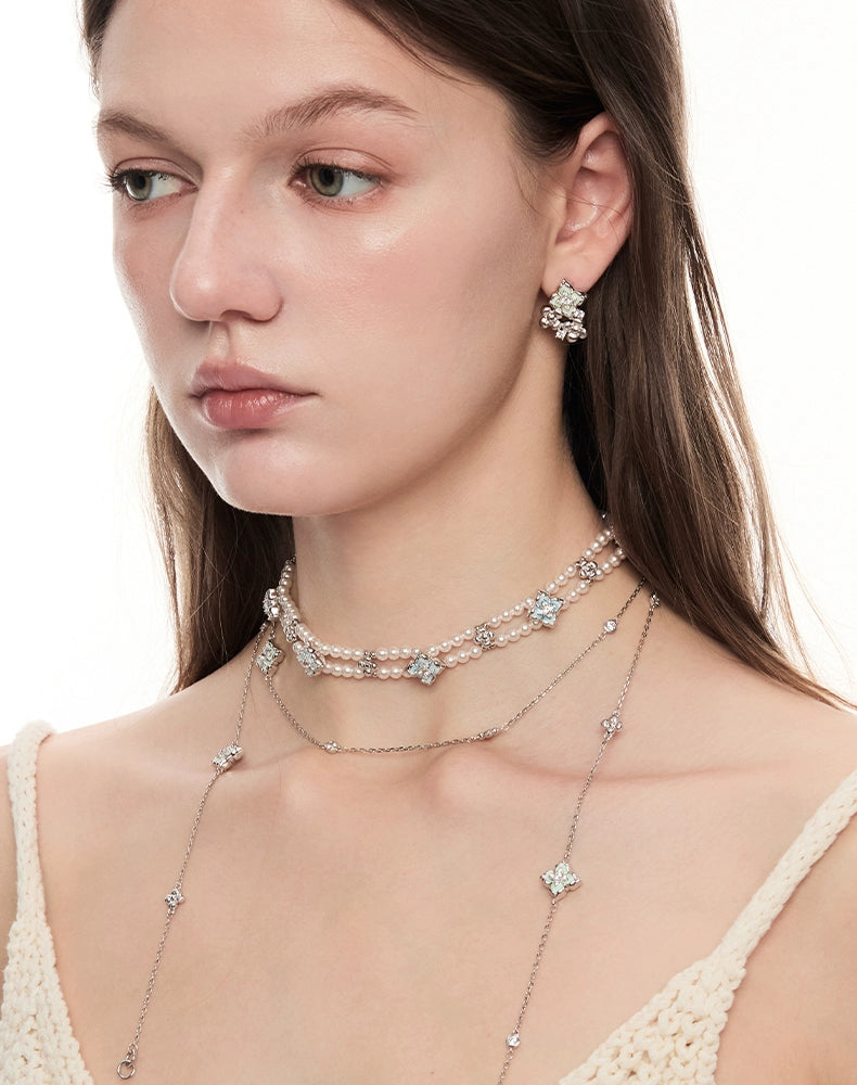 BULUBULU Flower Double Pearl Necklace