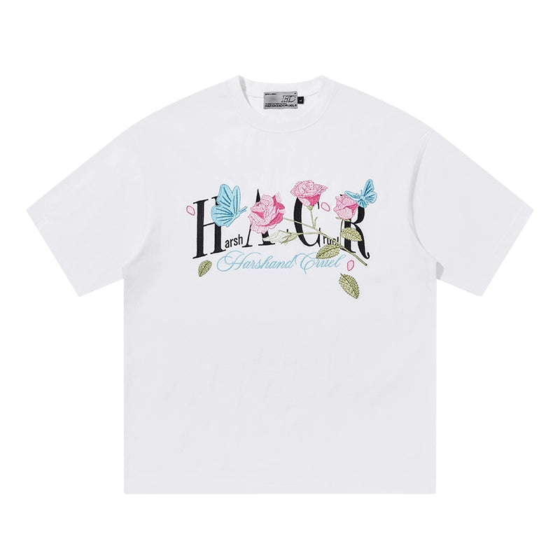 Harshandcruel butterfly rose Tee