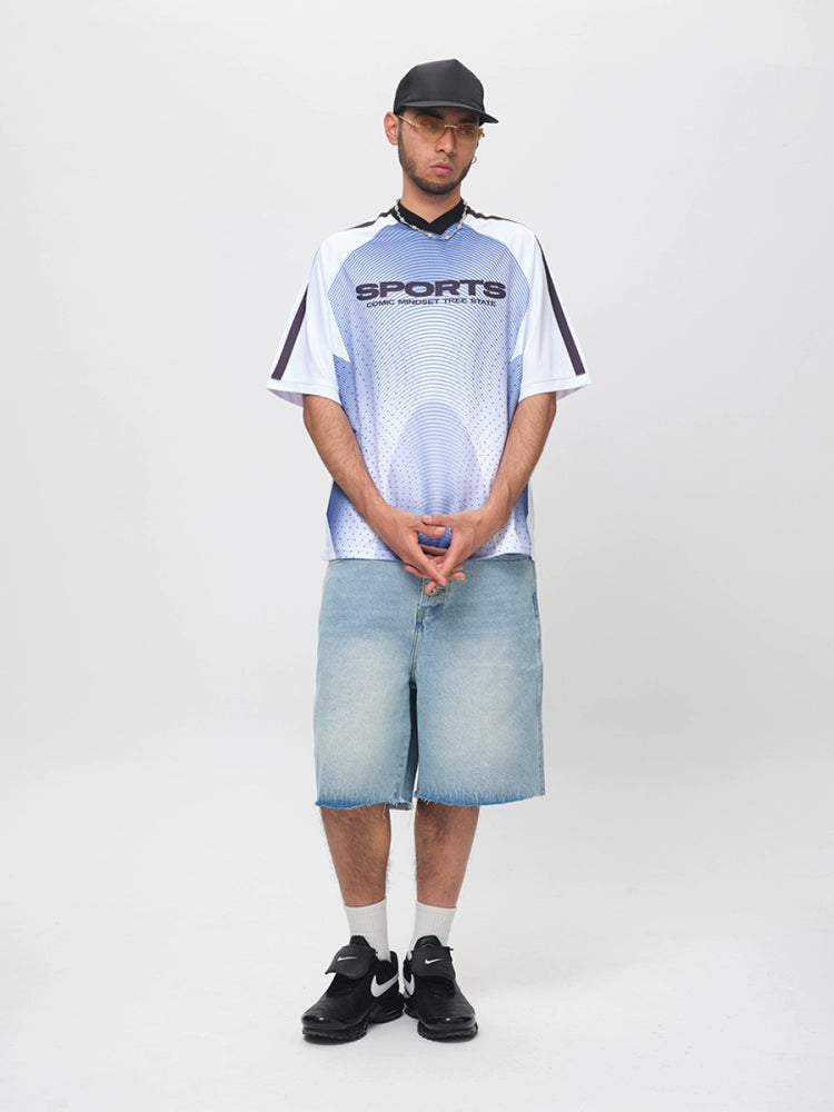 ComicTree Polka Dot Gradual Change V-neck Sports Jersey