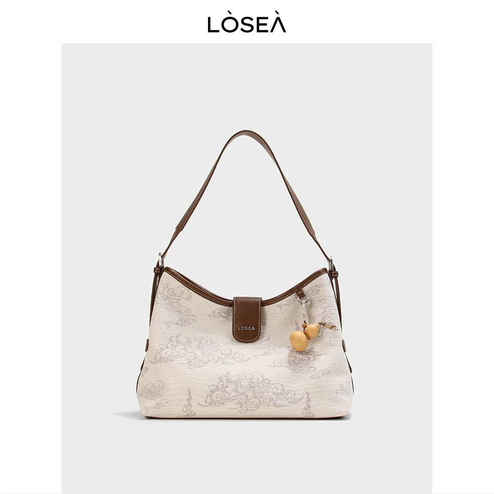 LOSEA Auspicious Cloud Pattern Single Shoulder Underarm Gourd Bag