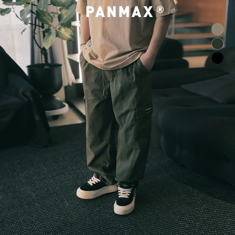 PANMAX Vintage Pocket Drawstring Straight Overalls