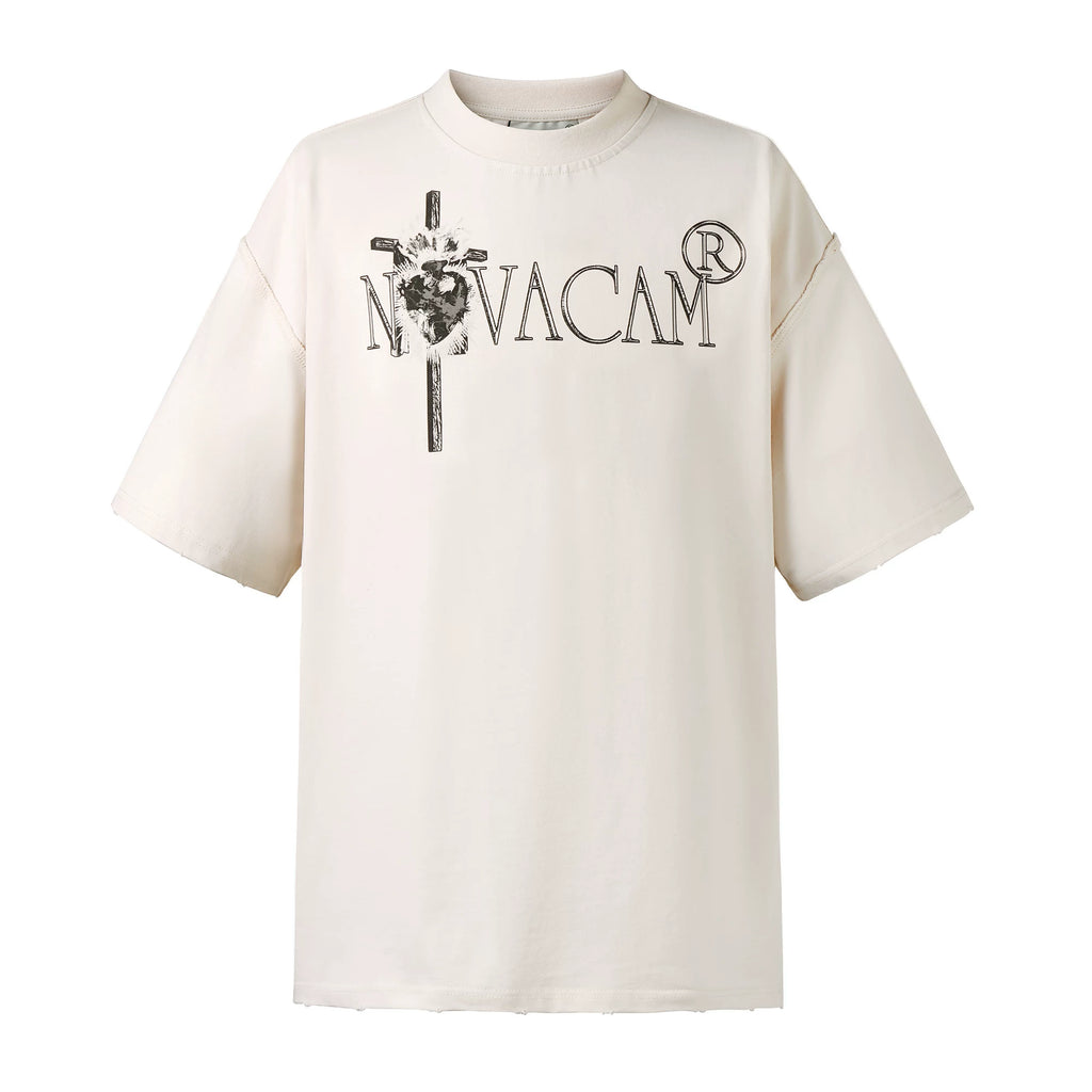 NOVACAM Edging Reverse Stitching Casual Tee