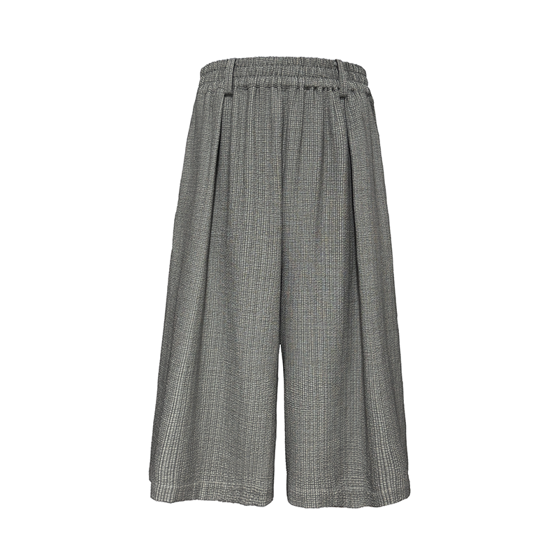 JCAESAR Bubble Pleated Plaid Casual Shorts