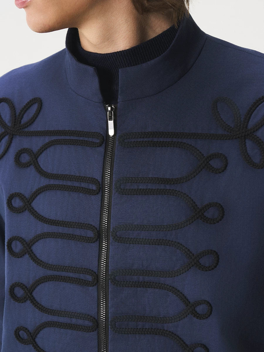 CNEW Stand-up Collar Strap Embroidered Short Jacket