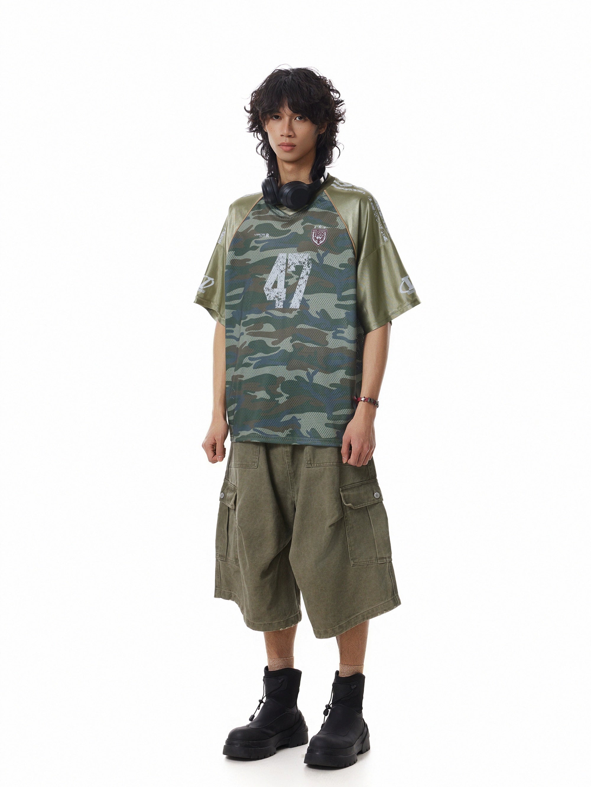 BTSG Mesh Camouflage Splicing Jersey Tee