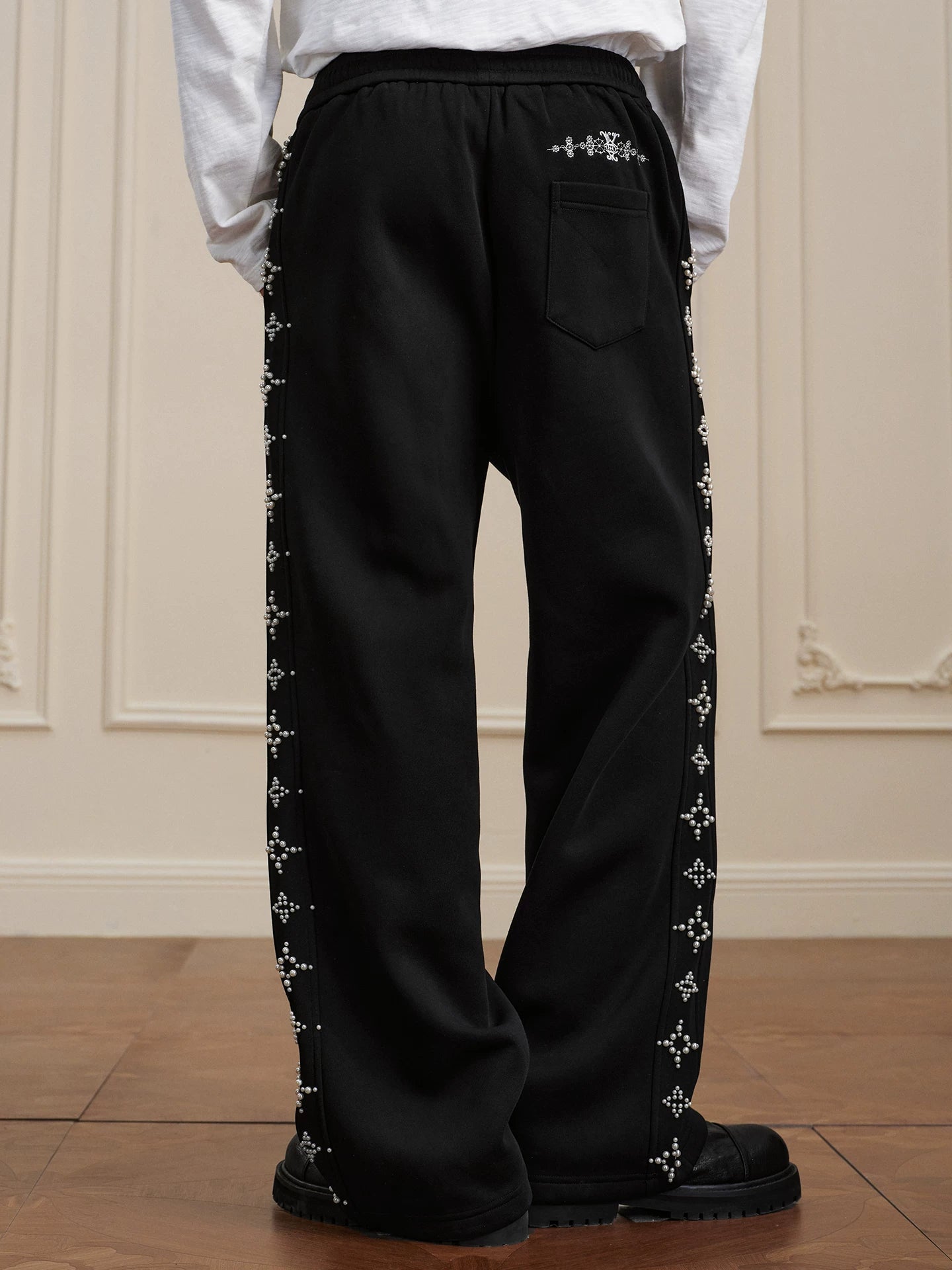 YADcrew pearl string loose wide-leg sweatpants