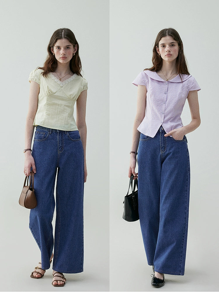 VOOE Korean Versatile High Waist Straight Jeans