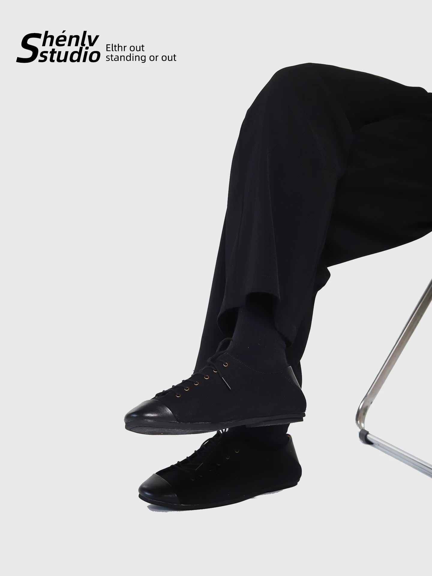 SHENLV STUDIO Canvas Splicing Thin Sole Heel Oxford Shoes