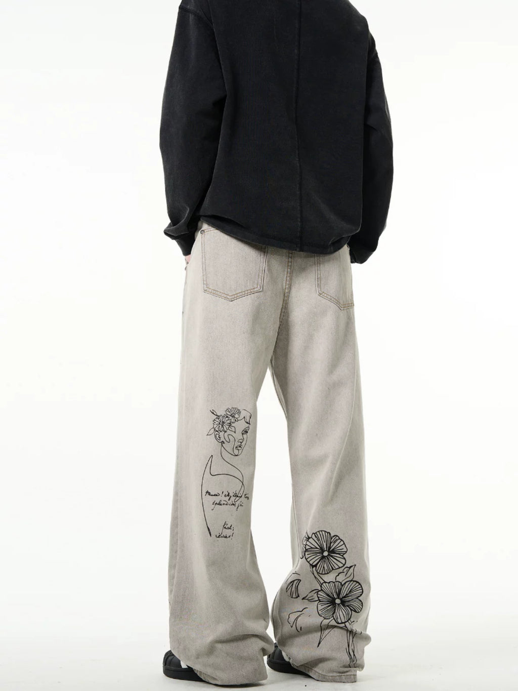 MADWITCH Retro Hand-painted Graffiti Jeans