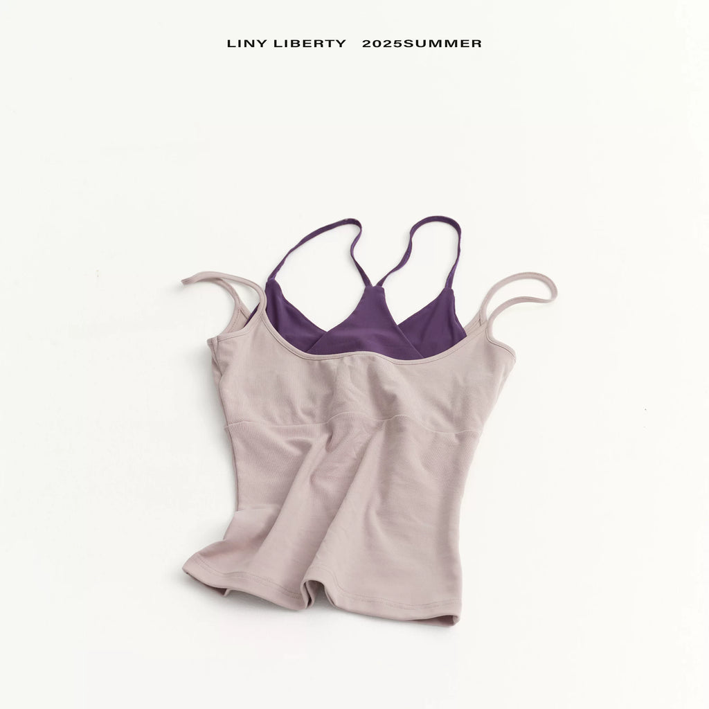 LINY LIBERTY Fake Two-piece Slim-fit Knitted Sling Vest