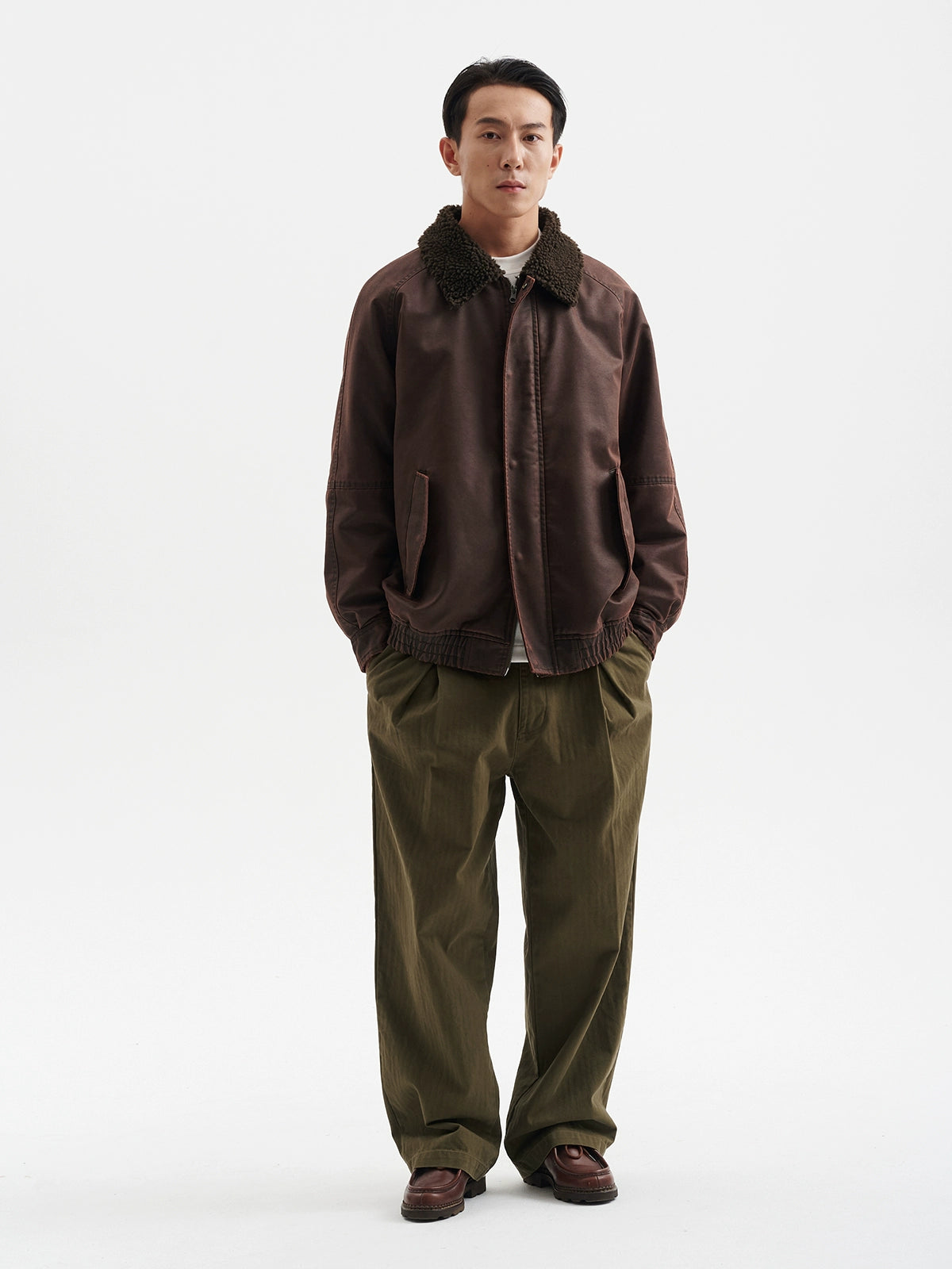 BUTTBILL Vintage Loose Imitation Cashmere Collar Jacket