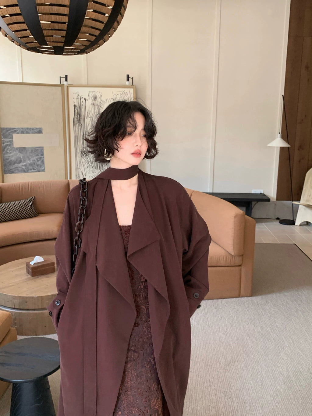 KELIFAN Retro Loose Lapel Trench Coat