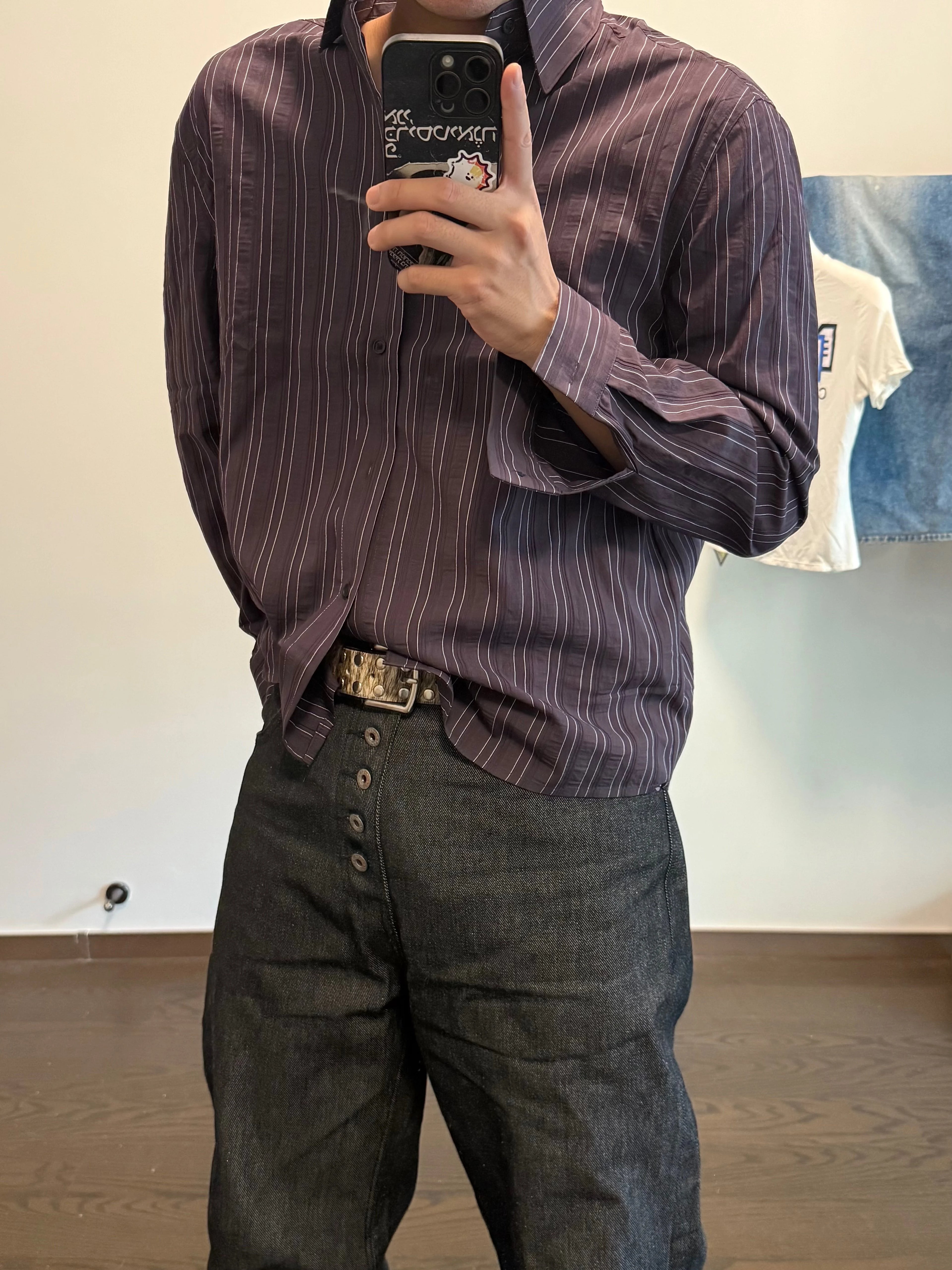 VOWPROGRESS Striped Textured Shirt