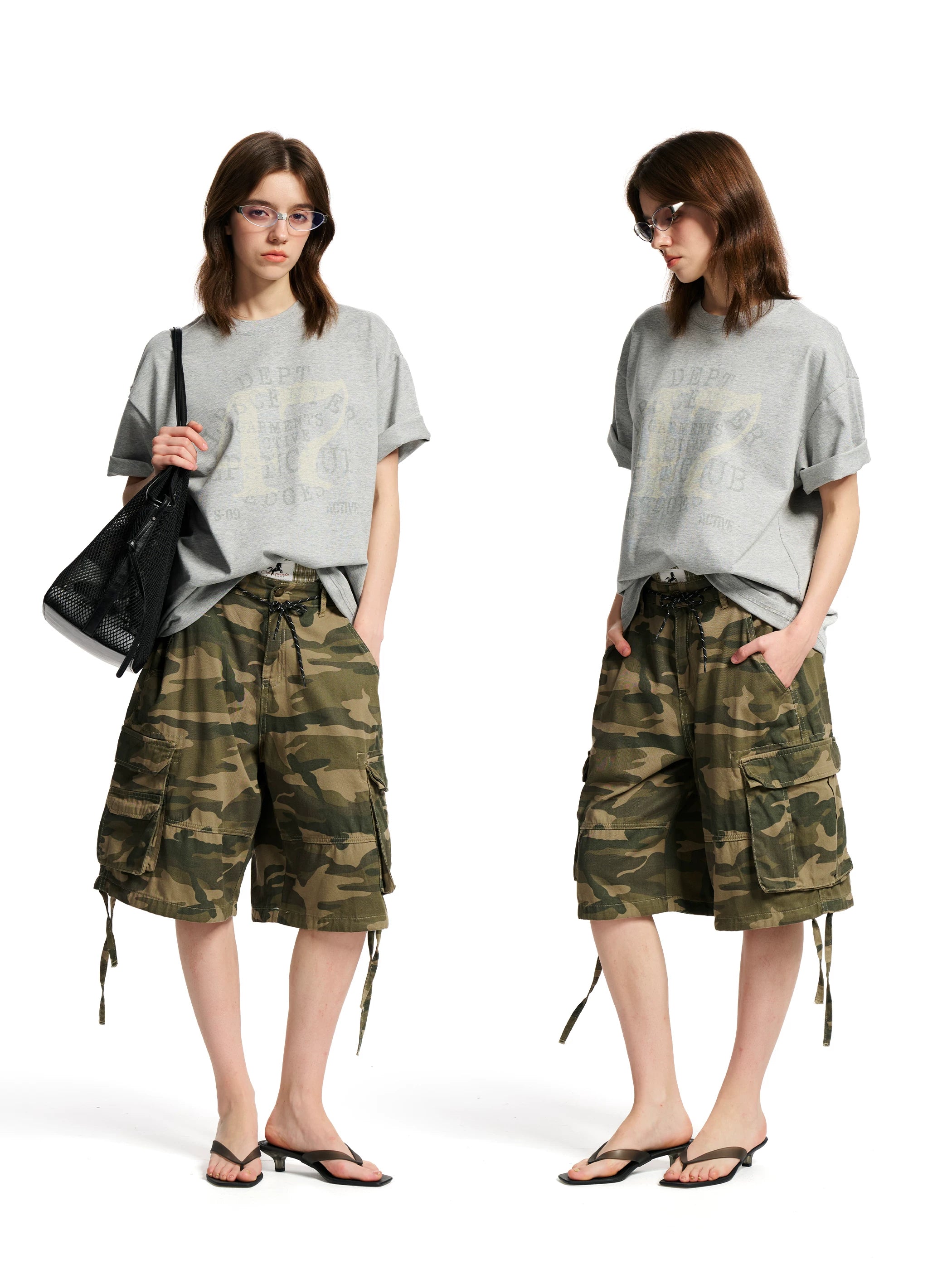 Loopsoon Retro Old Digital Print Crew Neck Tee