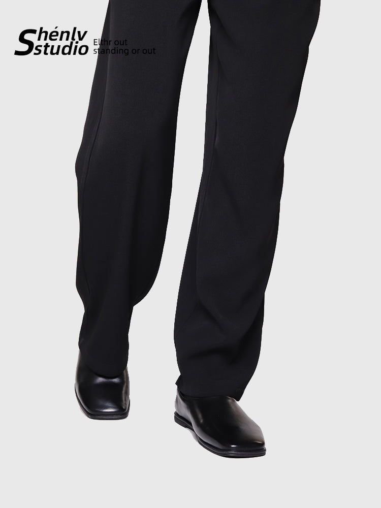 SHENLV STUDIO Simple One-pedal Lazy Flat Leather Shoes