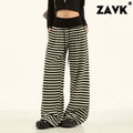 ZAVK Spliced Striped Wide-leg Slacks