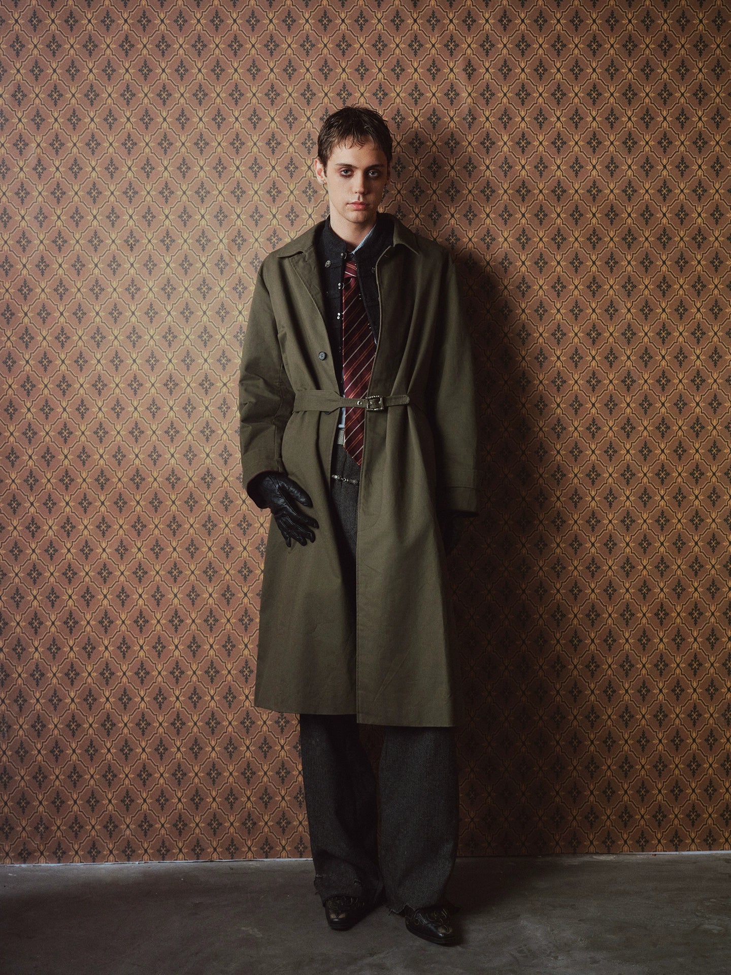 RICHILL Single-breasted Lapel Trench Coat