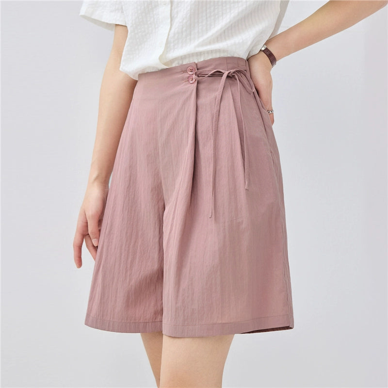 Giordano Strap-on Semi-elastic Waist Wide-leg Shorts
