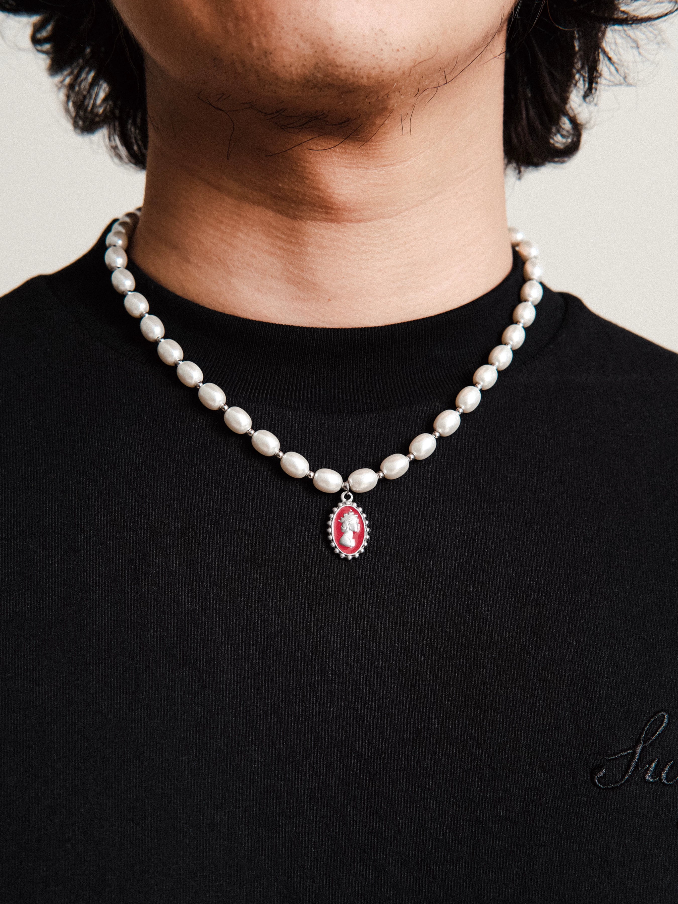 SWFI Langcai Dripping Oil Ancient Coin Pendant Couple Pearl Necklace
