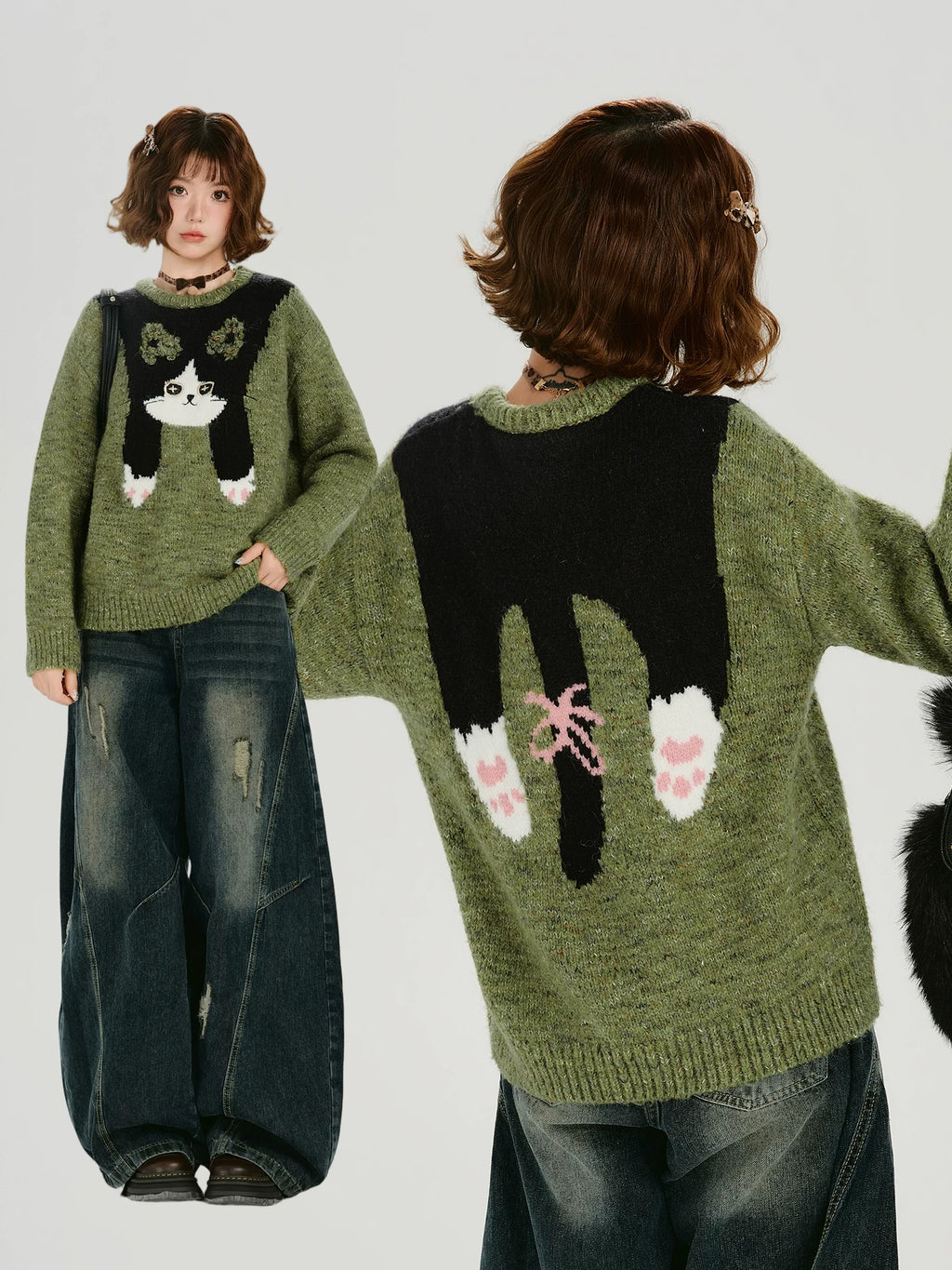 Girlyhalo Vintage Fun Jacquard Knitted Sweater