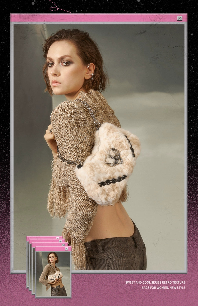 JACD Plush Underarm Chain Messenger Bag