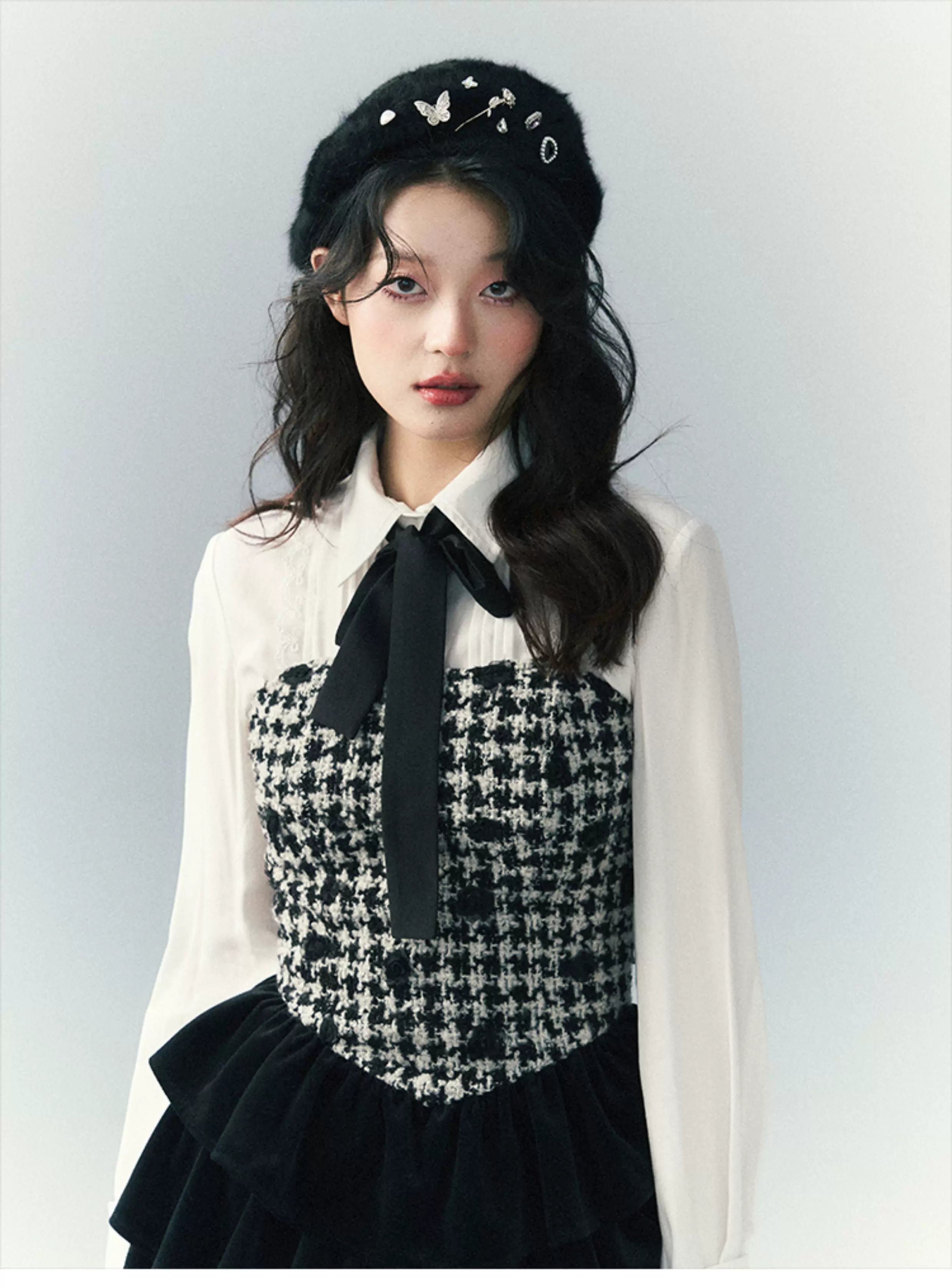 SunsetPark Butterfly Rose Rhinestone Combination Beret