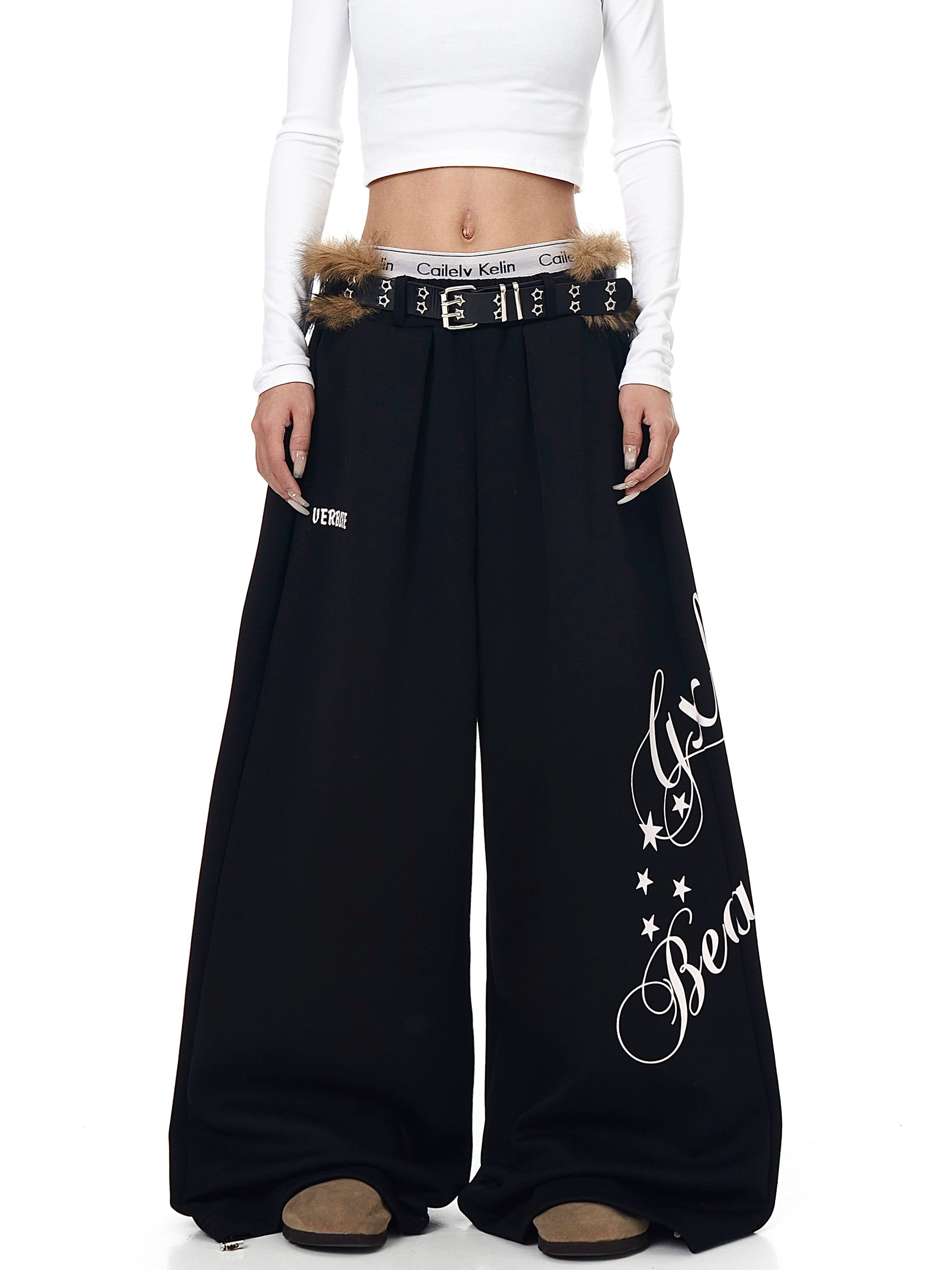 BLACKLISTS Vintage Fluffy Belt Design Scimitar Sweatpants