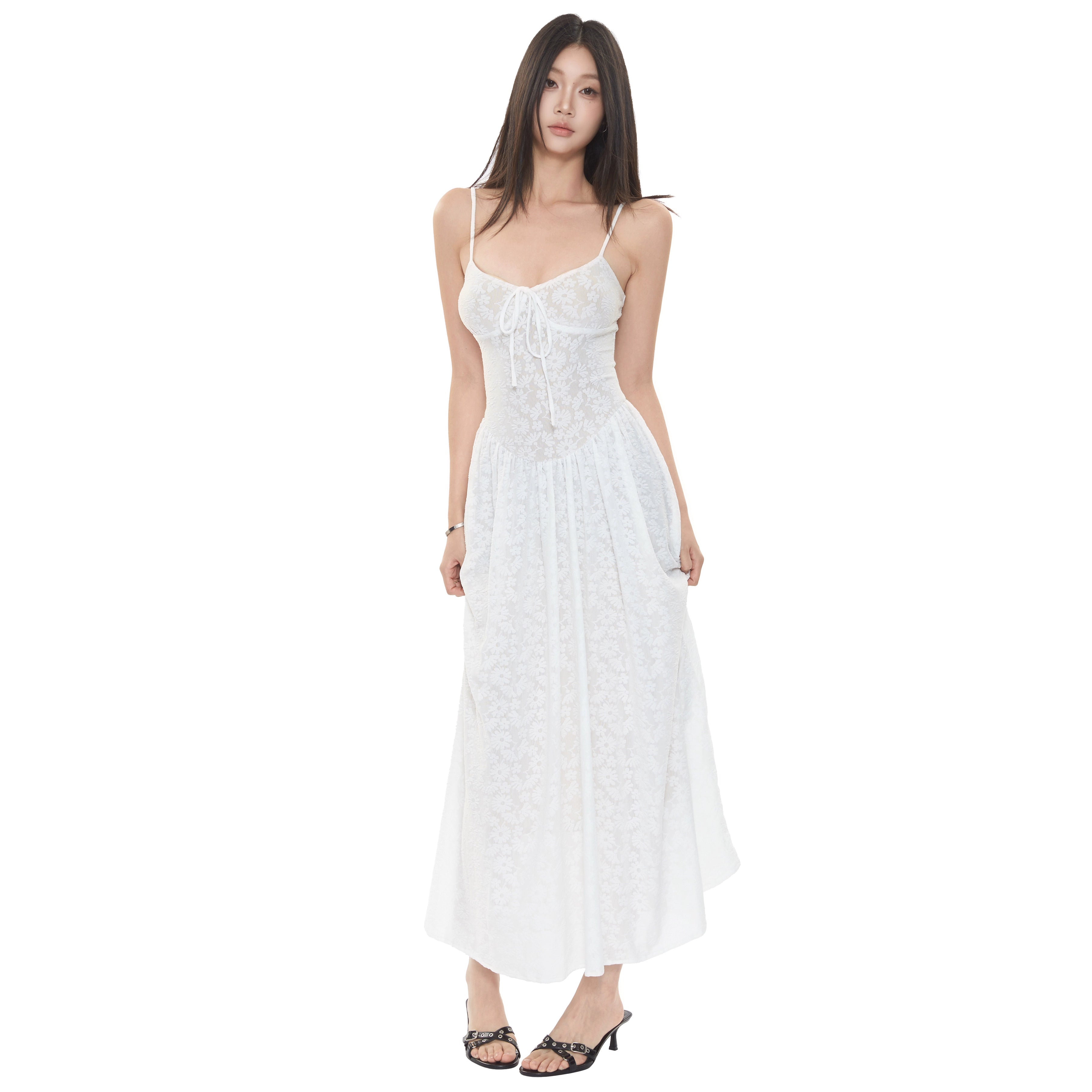 WITHMIN Sexy Off-the-shoulder Waist Relaxation Vacation Dress