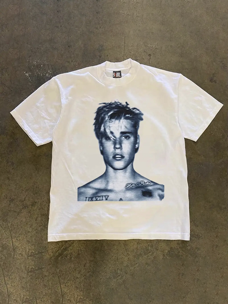 UPUPXIA Portrait Print Casual Versatile Tee