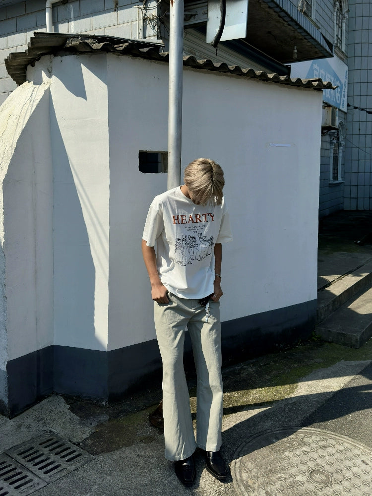 TumBlerine Washed Old, Straight Neutral Pendant Casual Pants