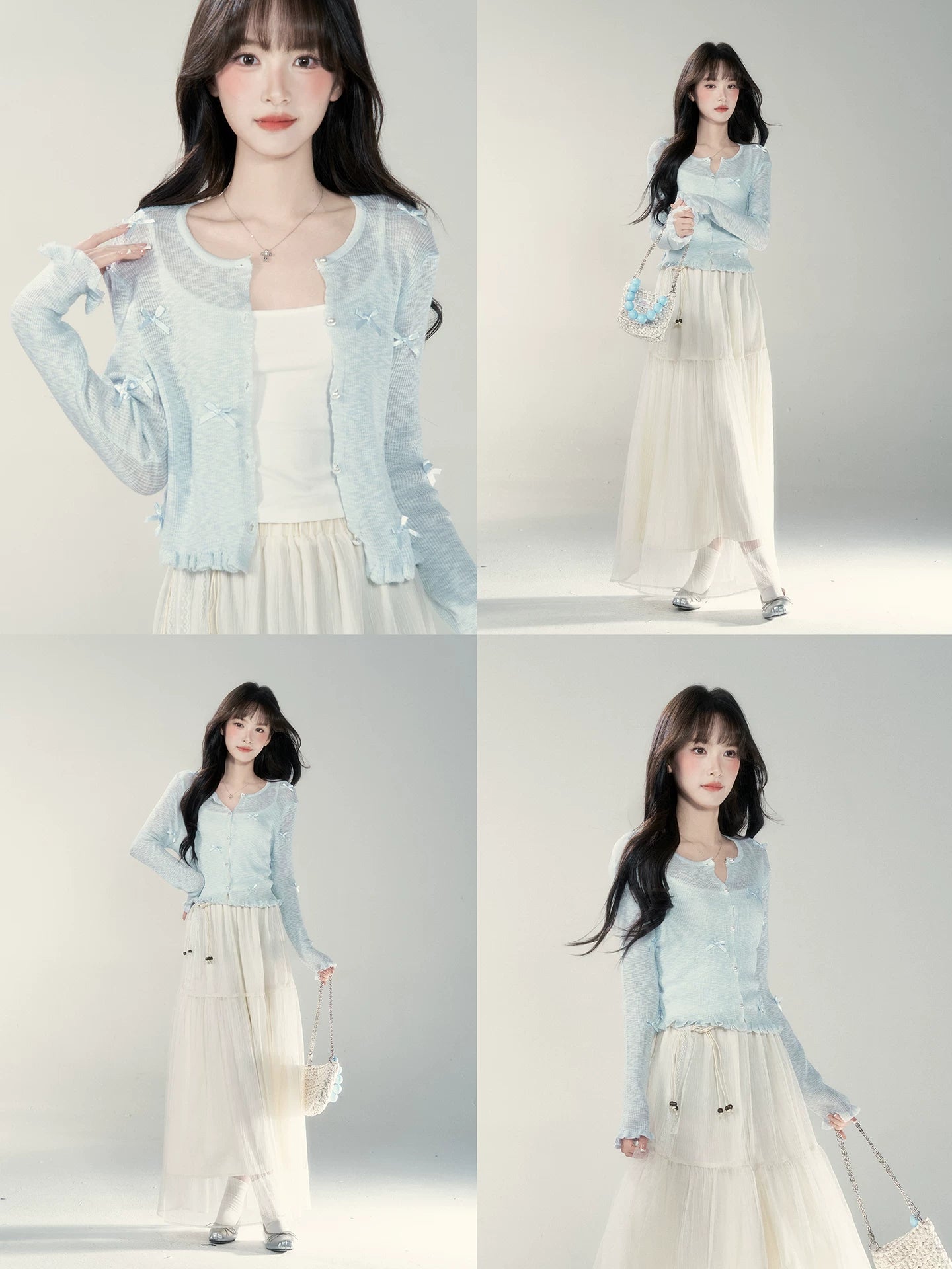 Wildberry Light Blue Gentle Wind Long Sleeve Knitted Shirt
