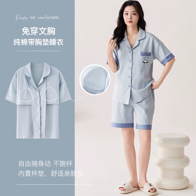 Urban Butterfly with Chest Pad Long Sleeve Three-piece Set Loungewear