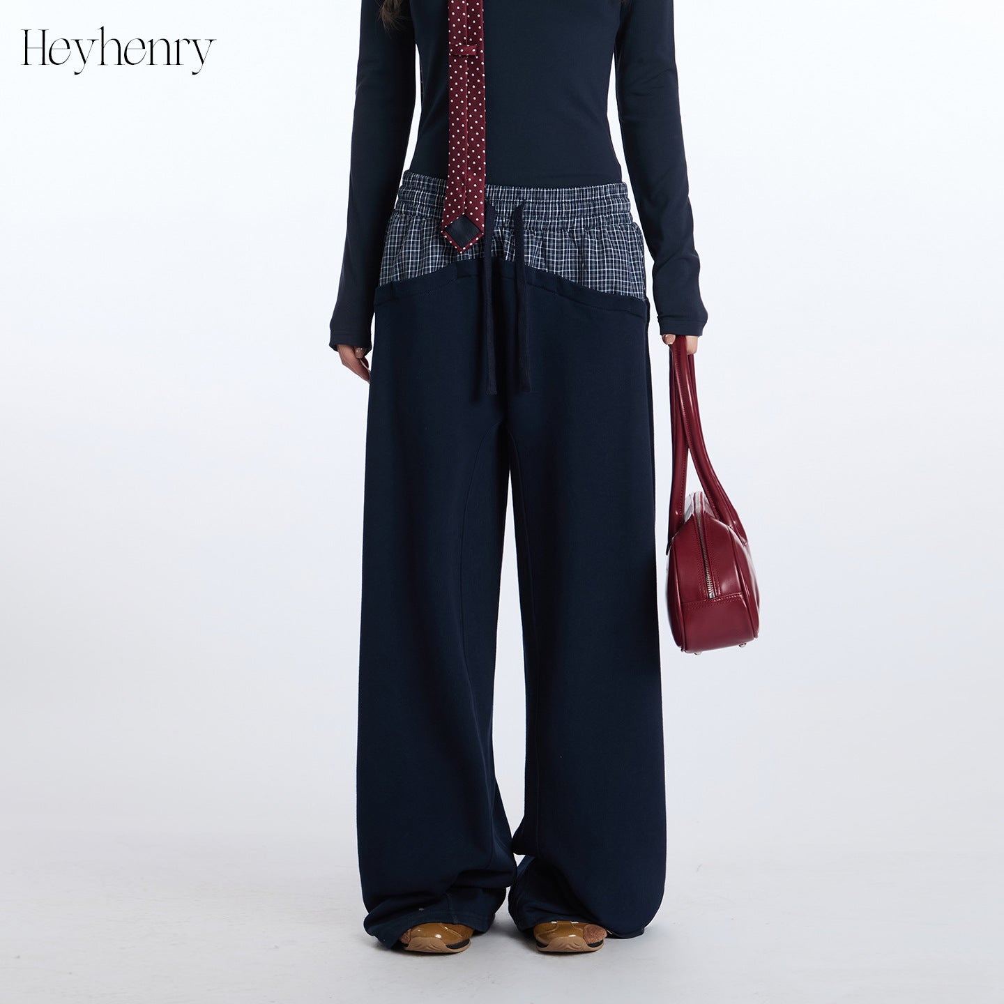 HeyHenry Splicing Sports Wide Leg Sweatpants