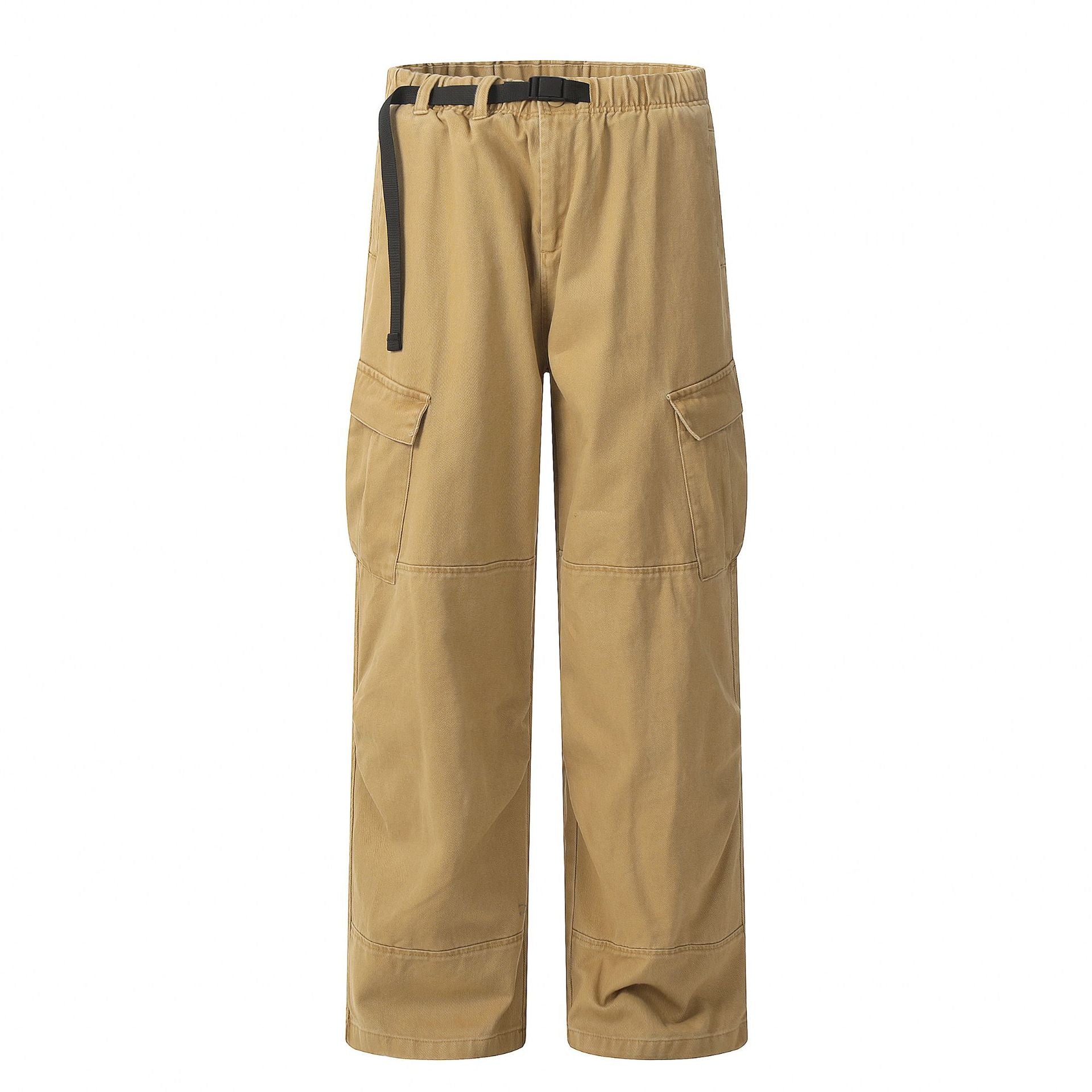 11KN multi-pocket Loose straight wide-leg pants