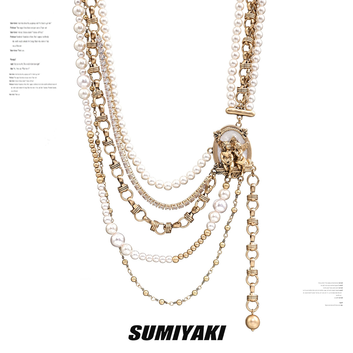 SUMIYAKI Multi-layer Pearl Stacked Belt Necklace