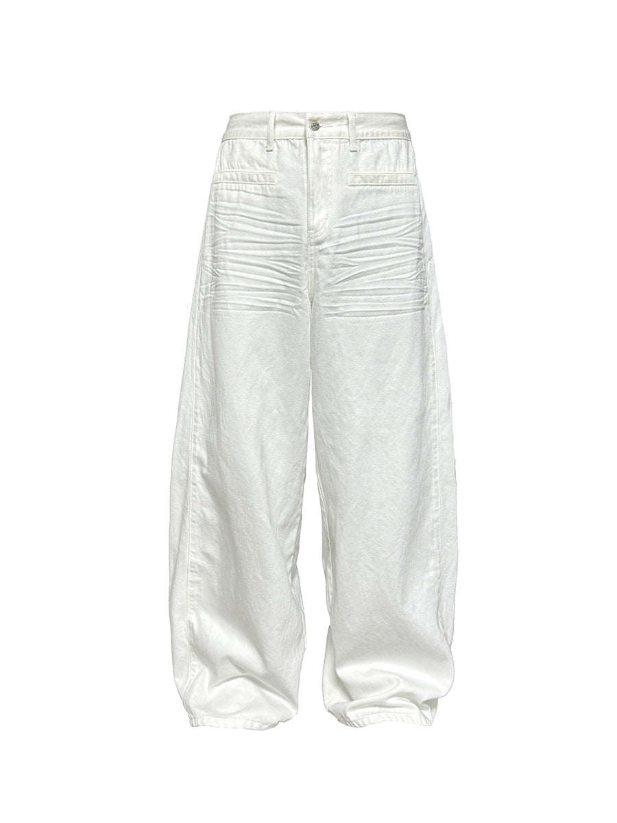 JCAESAR Pleated Wide-leg Jeans