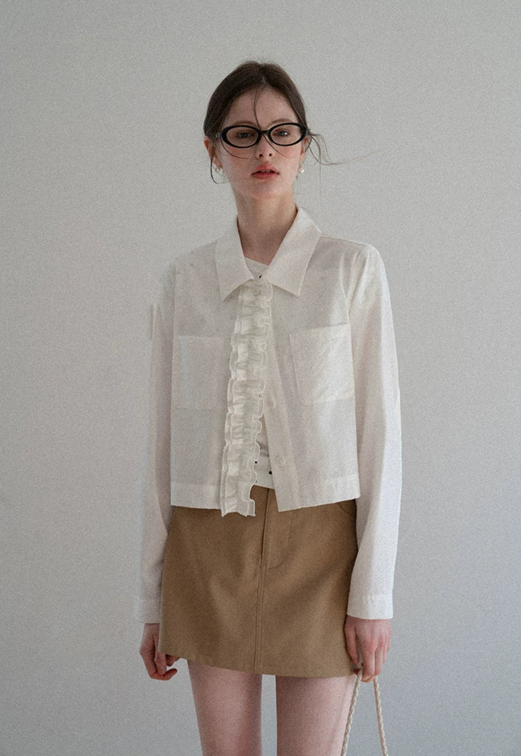 EGGKA Fungus Edge Lapel Shirt Short Jacket