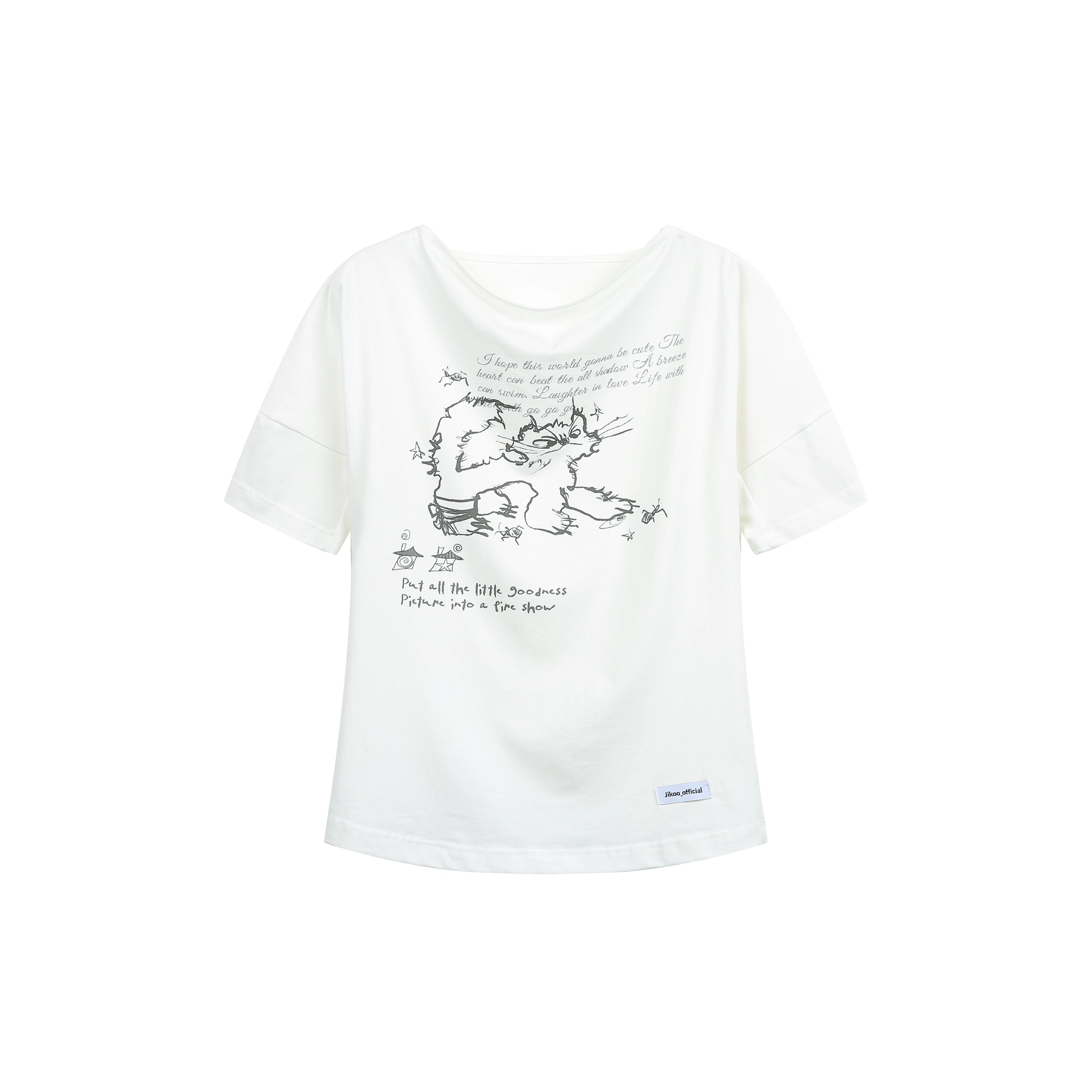 JIKOO Fried Cat Print Casual Tee