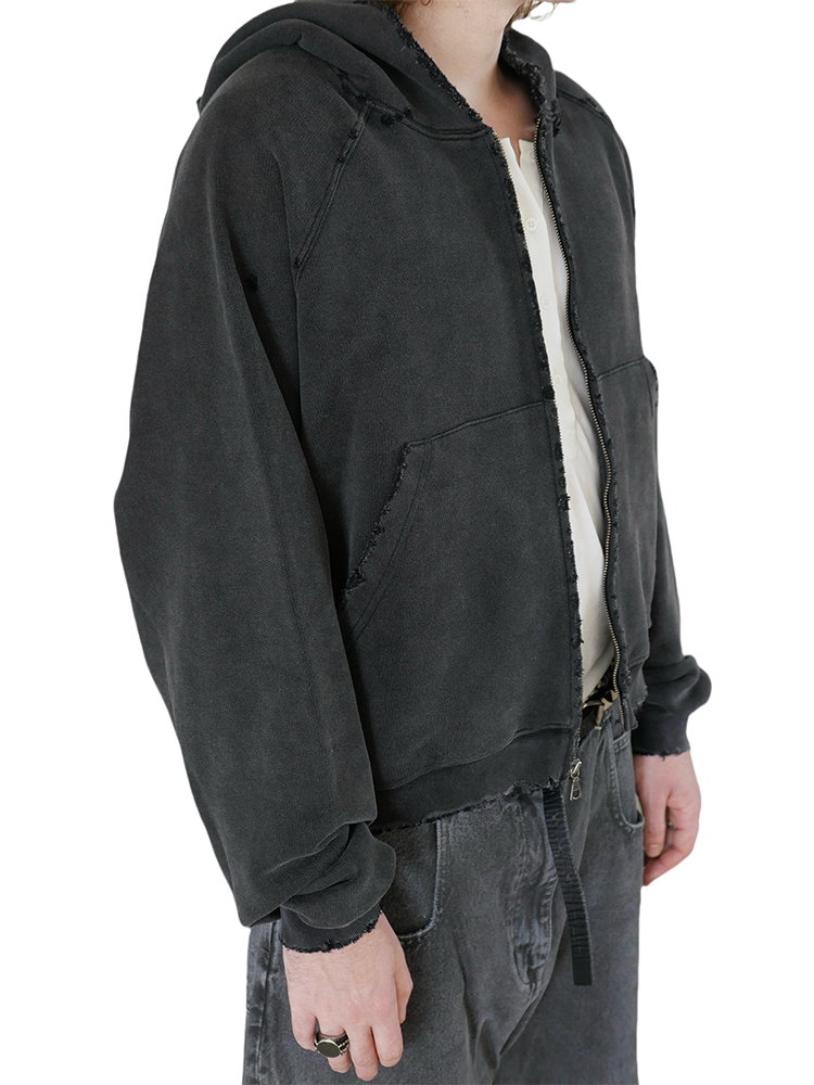 KONOOT Short and Wide Cut Cardigan Hooded Sweater