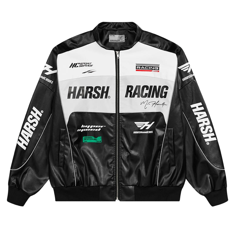 Harshandcruel Vintage Racing Suit Faux Leather Jacket
