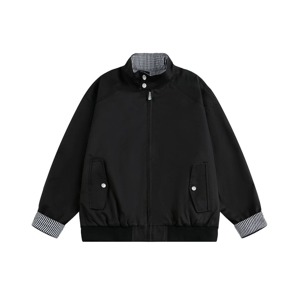 CHANT2nd Contrasting Color Plaid Splicing Loose Coat