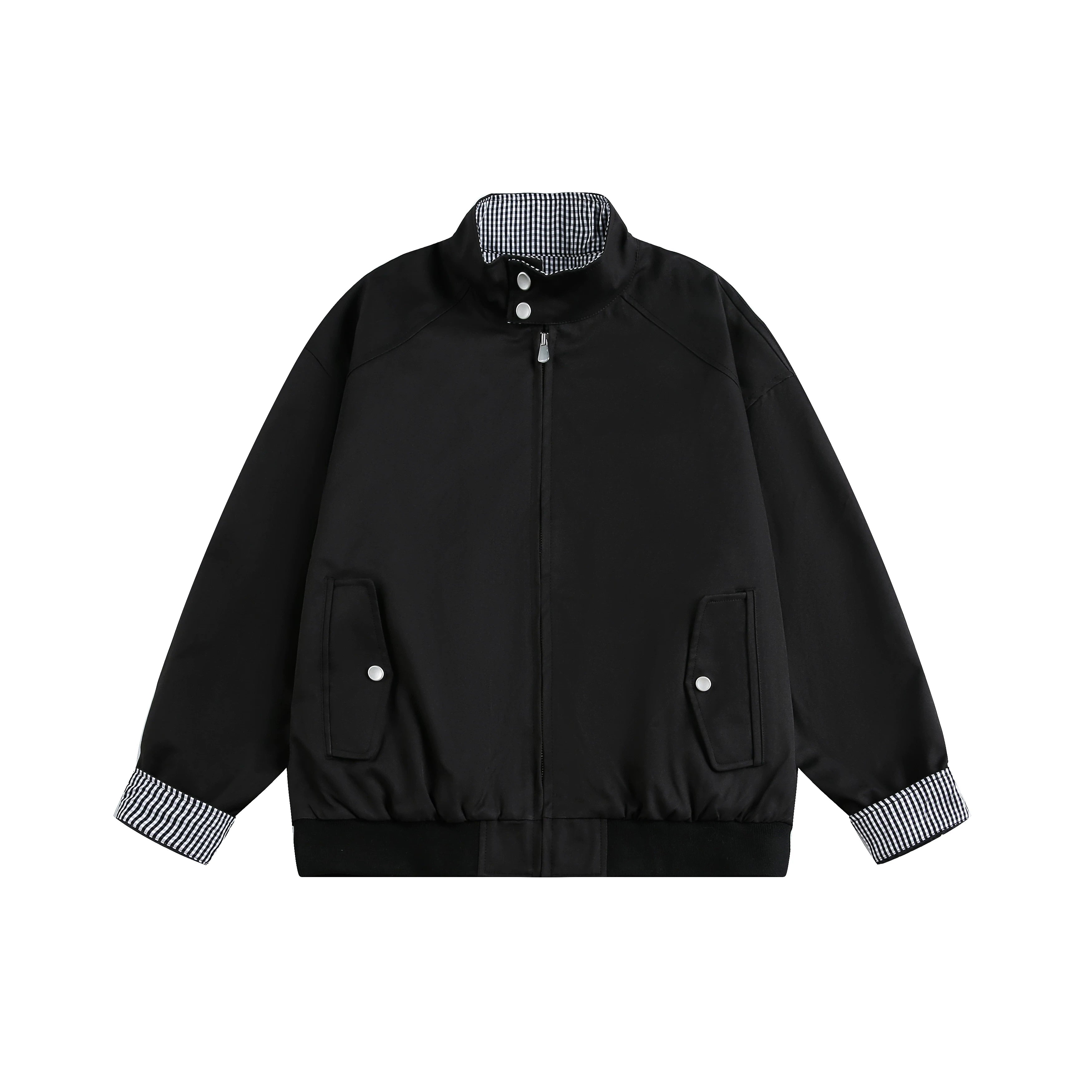 CHANT2nd Contrasting Color Plaid Splicing Loose Coat