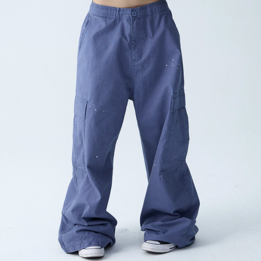 In Two Twos Ink Splash Print Loose Drawstring Overalls