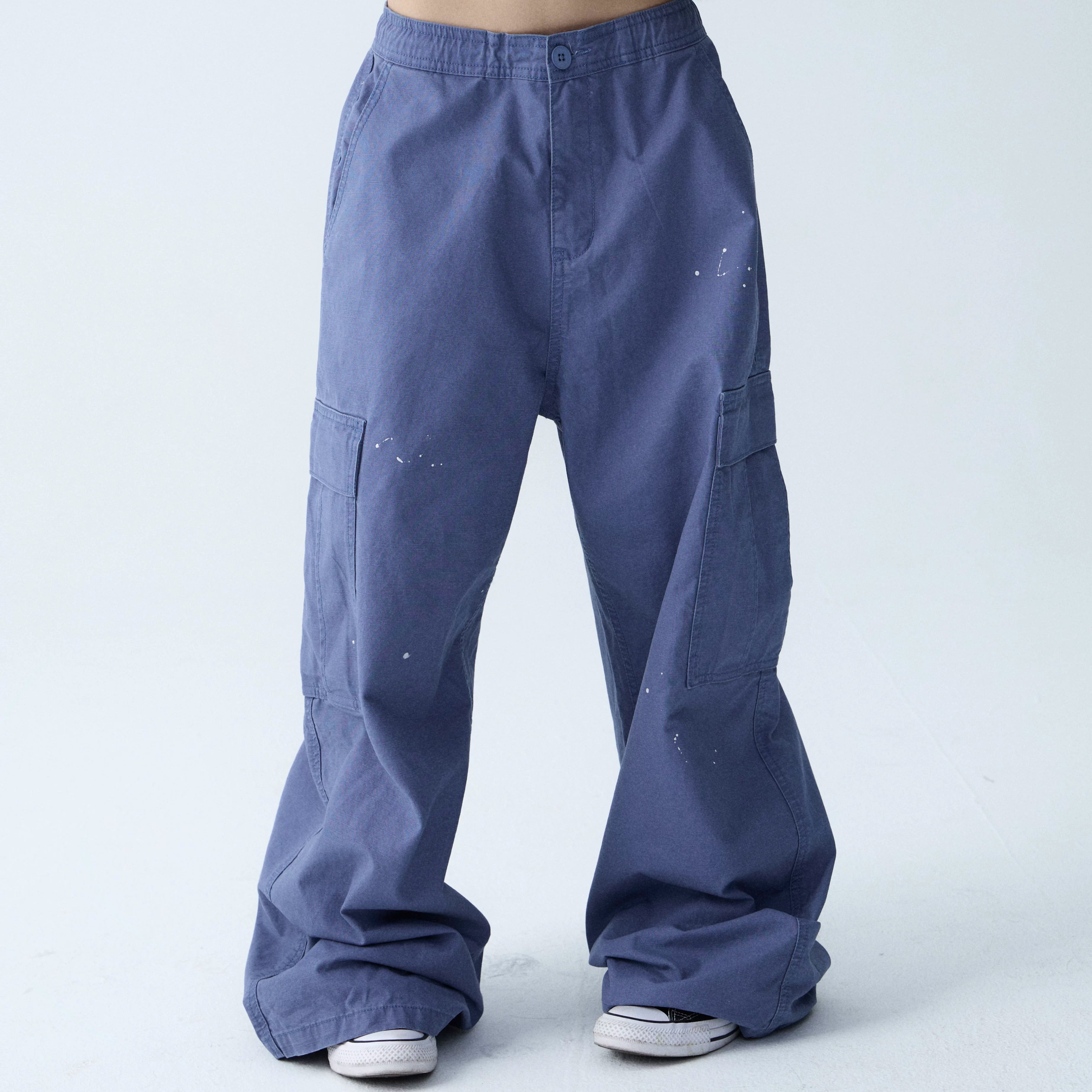 In Two Twos Ink Splash Print Loose Drawstring Overalls
