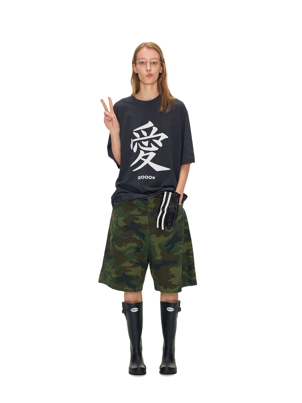 ANTERIOR LOVED Digital Vintage Love Print Loose Casual Tee