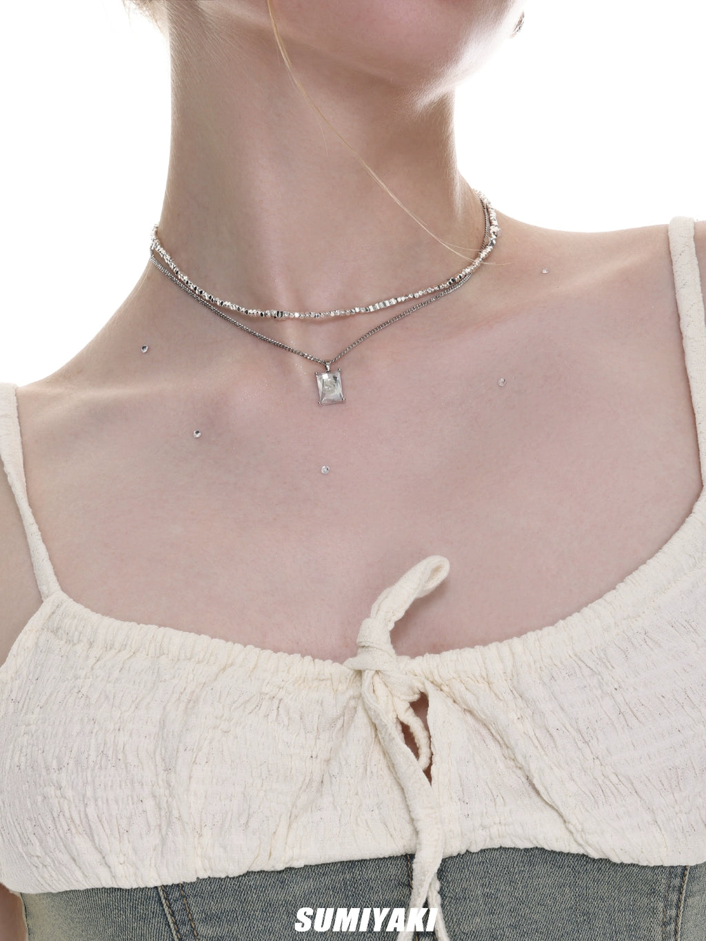 SUMIYAKI Double Layer Stacked Light Luxury Beaded Clavicle Chain