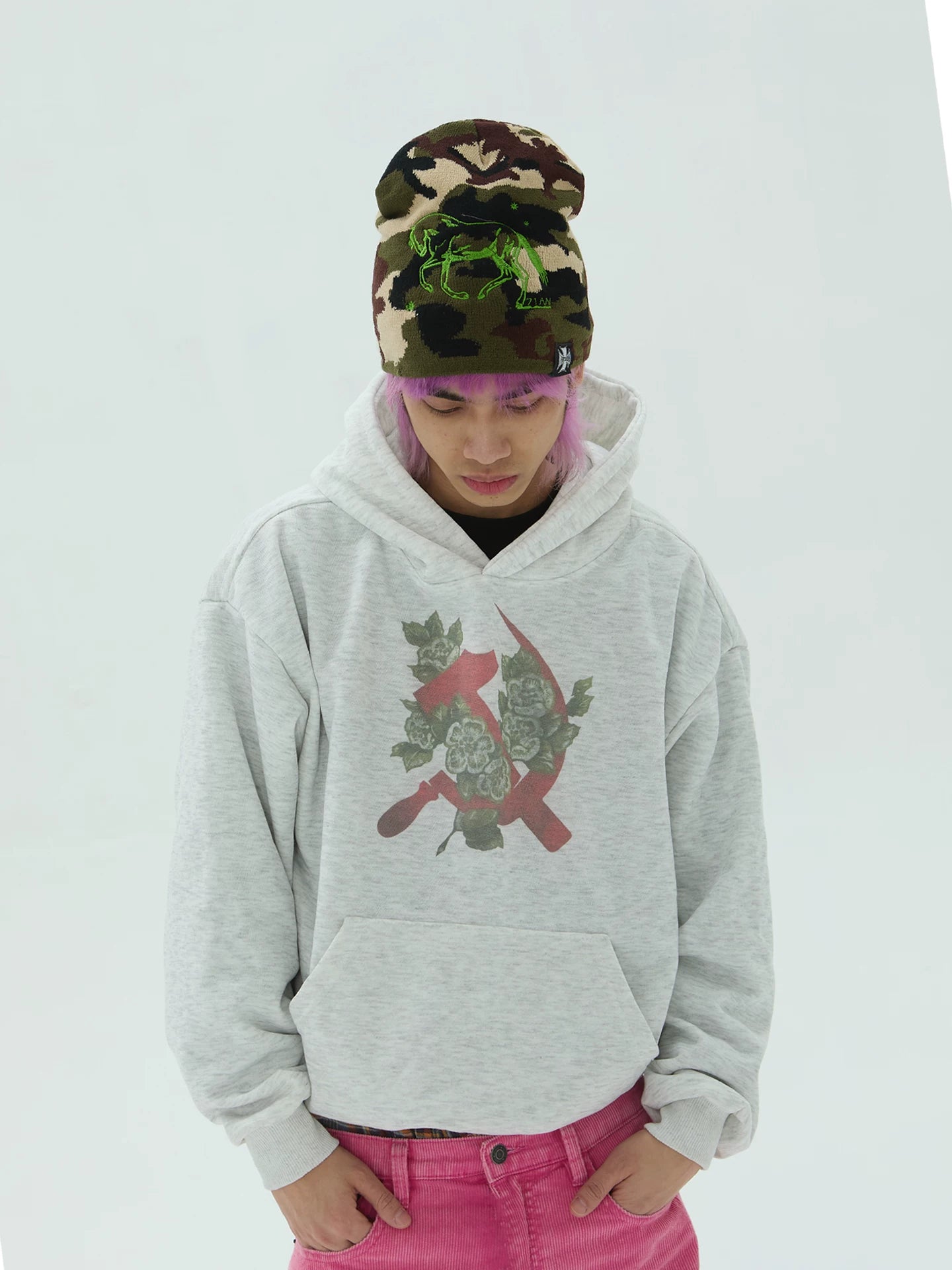 71AN Embroidery Camouflage Knitted Wool Hat